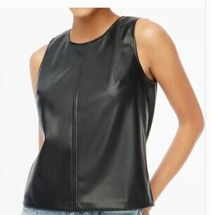 J. Crew Faux Leather Black Sleeveless Top Size XL Cassic Timeless Closet Staple